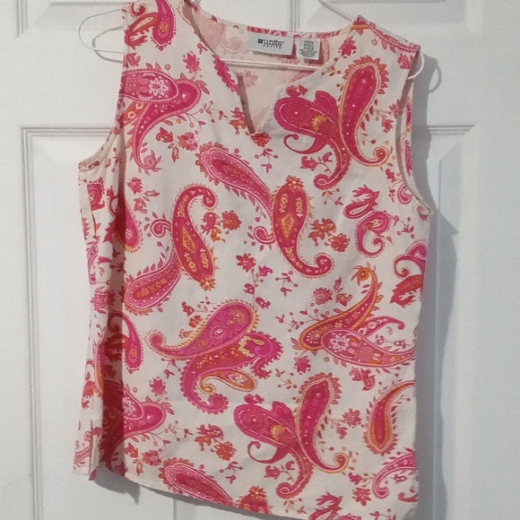 Vintage Units Petite Paisley Print Sleeveless Linen Top and Capri Set Resort - Picture 4 of 5